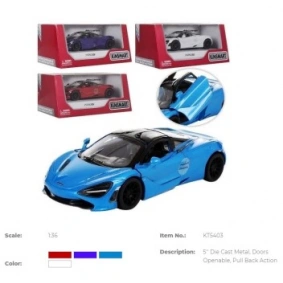 Машина метал. "Kinsmart" "McLaren 720S" инерц., 12см, открыв. двери, 4 цвета, в кор. 16*8*7см (24шт)