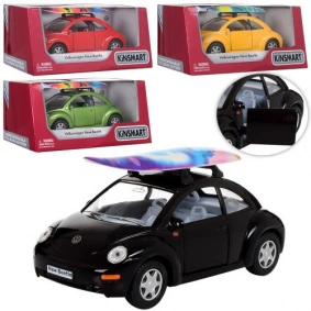 Машина метал., инерц., "Kinsmart" Volkswagen Beetle инерц., 1:32, 4 цвета, откр. двери, в кор. 16*8*7,5см (24шт)