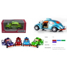 Машина метал. "Kinsmart" "Volkswagen Beetle Custom-Dragracer" инерц., 12см, открыв. двери, 4 цвета, в кор. 16*8*7см (96шт)