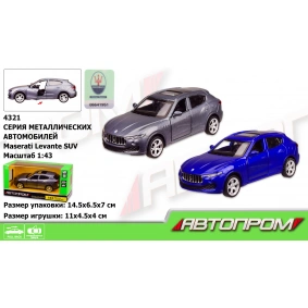 Машина металлическая "АВТОПРОМ", 1:43 Maserati Levante SUV, 2 цвета, откр.двери, в кор. 14,5*6,5*7см (96шт/2)