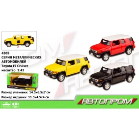 Машина металл "АВТОПРОМ",1:43 TOYOTA FJ CRUISER, 3 цвета, откр.двери, в кор. 14,5*6,5*7см  (96шт/2)