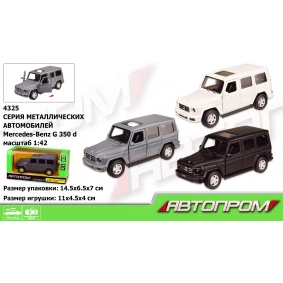 Машина метал. "АВТОПРОМ", 1:42 Mercedes-Benz G350D, 3 цвета, откр.двери, в кор. 14,5*6,5*7см (96шт/2)