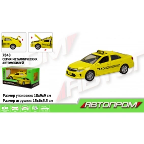 Машина метал. "АВТОПРОМ", 1:32-36 TAXI, світло, звук, в кор. 18*9*9см /72-2/