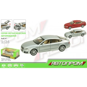 Машина металл "АВТОПРОМ",M 1:24 "Audi A7", 2 цвета, батар.,свет,звук,откр.двери,капот,багаж., в кор. 24,5*12*10см /12-2/