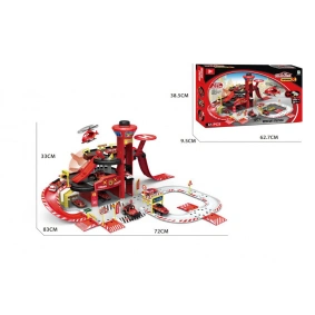 Гараж "Пожарная станция", 3 этажа, 2 машинки, 1 вертолет, 72 детали, в кор. /12-2/